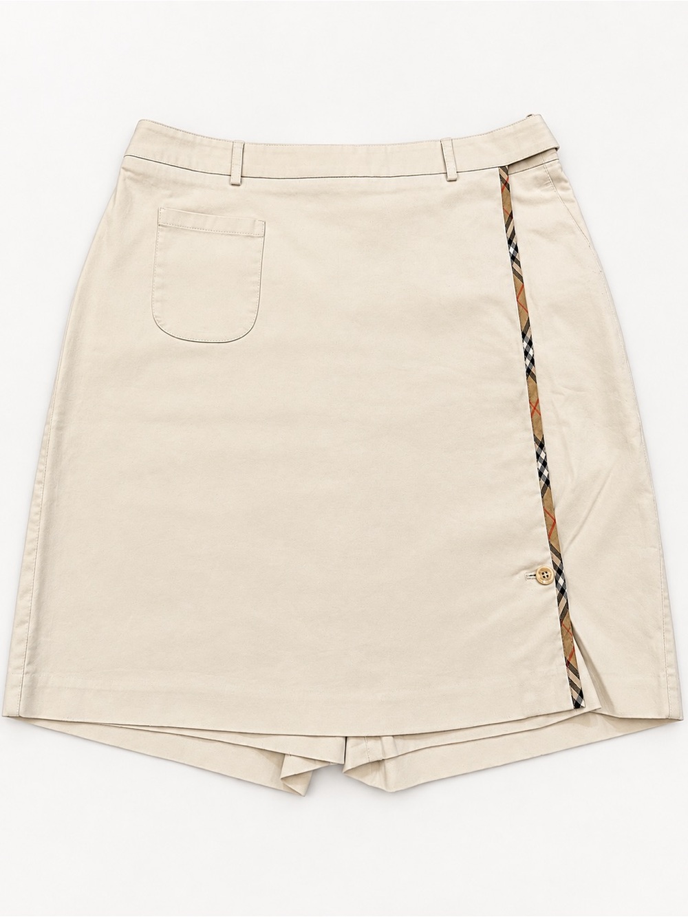 Burberry Beige Mini Skort with Plaid Trim